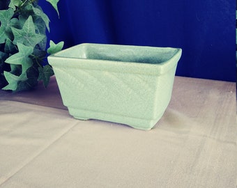 Vintage Ceramic Planter in dusty blue-green.