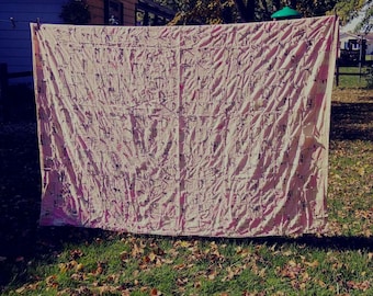 Vintage Hand Made Tied Patchwork Quilt in Pinks.