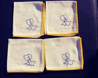 Vintage Embroidered Cotton Napkin Set of 4.