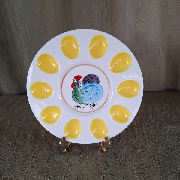 Vintage Rooster Egg Plate. Napco Egg Plate. La Chanticlaire Egg Plate.