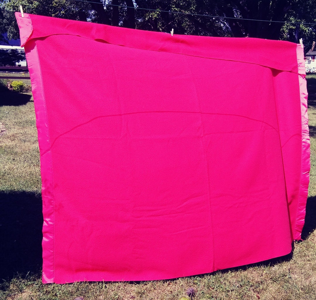 Vintage Acrylic Blanket With Satin Trim. Red Acrylic Blanket. Etsy