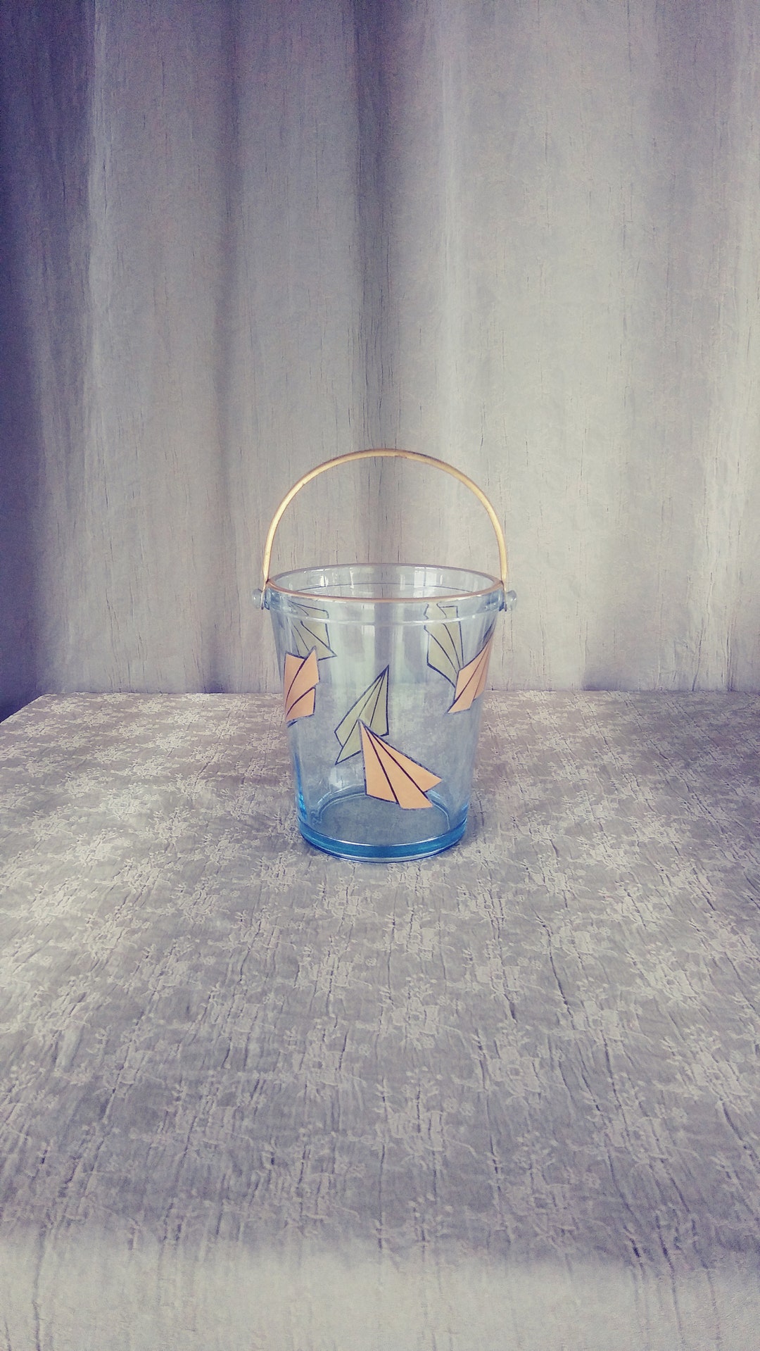 Art Deco Glass Ice Bucket. Vintage Ice Bucket. Vintage Barware. Etsy