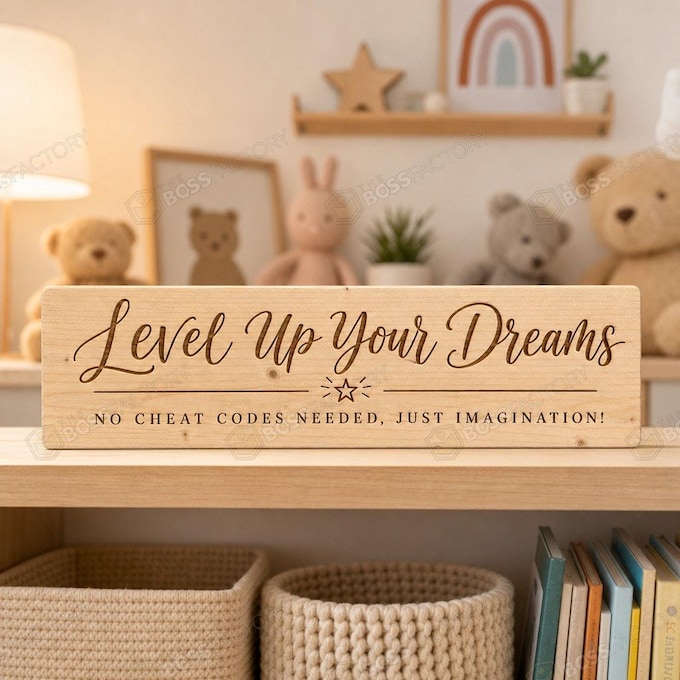 Laser-engraved kids wall sign with motivational phrases for nursery decor
