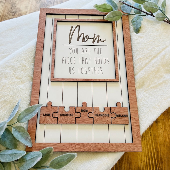 Personalized Wooden Puzzle Sign for Mom