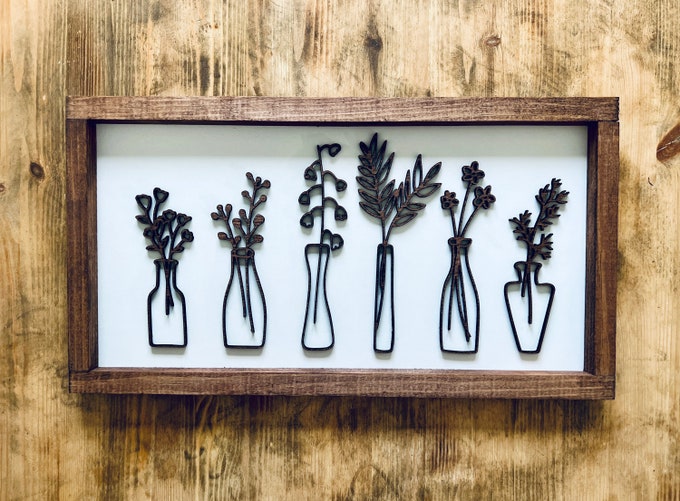 3D Minimalist Flower Wood Sign: Rustic Farmhouse Decor