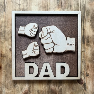 Personalized Fist Bump Wood Sign | Father&#39;s Day Gift | Fist Bump Sign | Gift for Grandpa | Gift for Dad | Personalized Father&#39;s Day Sign