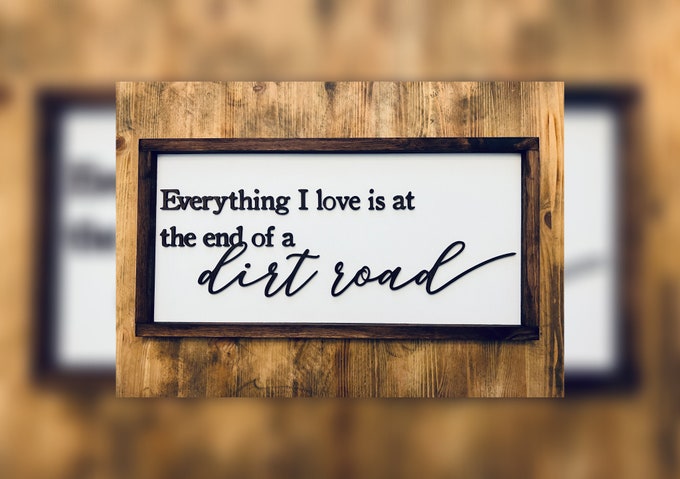 Rustic Dirt Road Sign: Farmhouse Living Room Decor