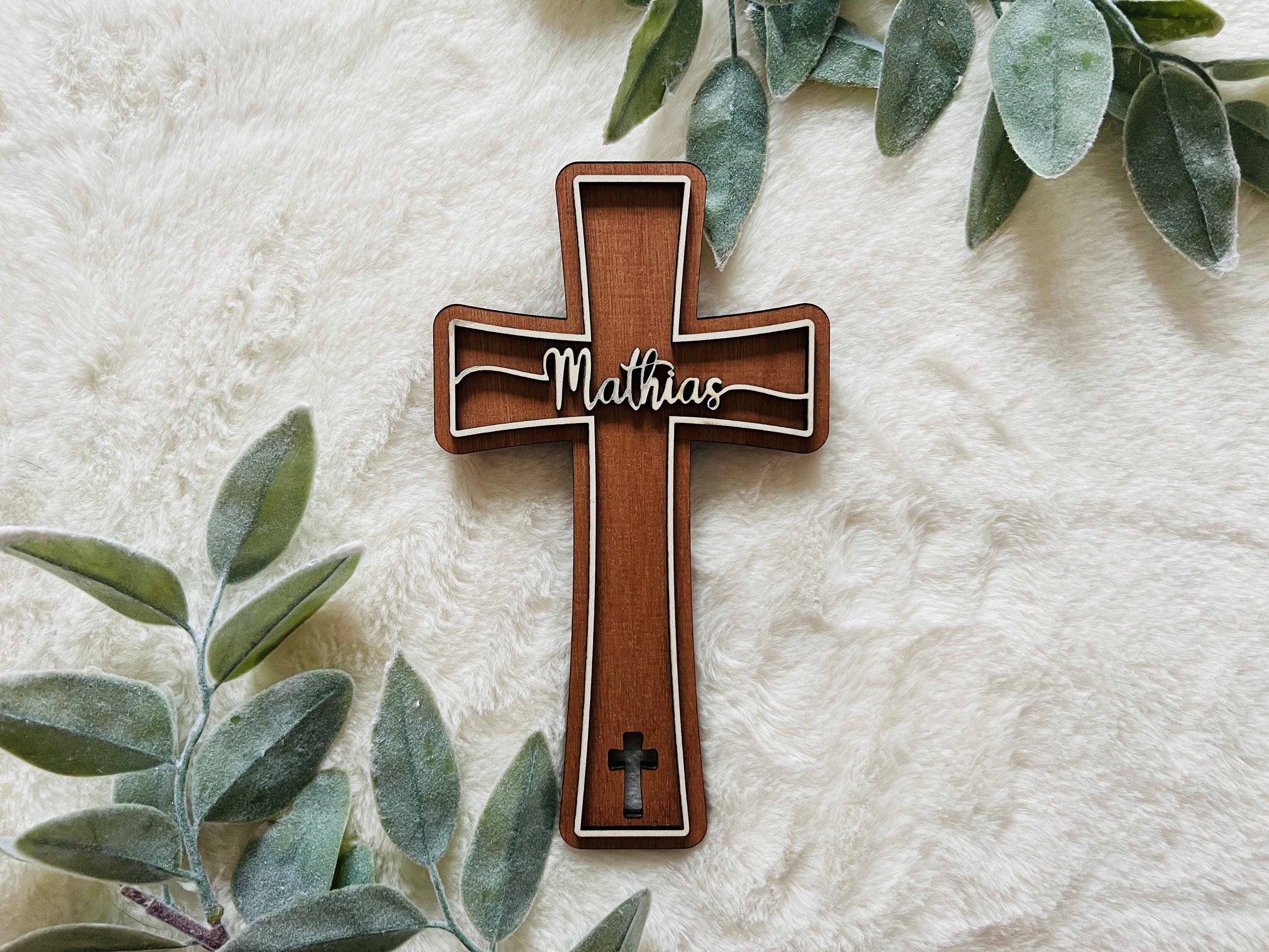 24 Pieces Wooden Cross Catholic Wood Crosses for Crafts Small Baptism Decor  Rustic Standing Cross for Table First Communion with 24 Bases, 3 Styles