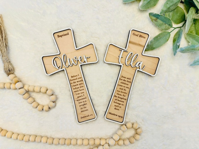 Personalized Wood Cross: Baptism