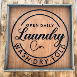 Laundry Room Wood Sign | Wood Wall Art | Farmhouse Wall Decor | Laundry Sign | Wash Dry Fold Sign | Wall Art | 3D Design