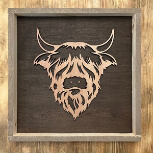 Highland Cow Sign | Farmhouse Sign | Farmhouse Style | Wood Sign | Home Decor | 3D Design