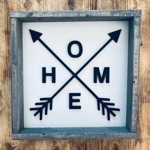 Home Holzschild | Eingangsschild | Wanddekoration vom Bauernhof | Einweihungsgeschenk | Rustikale Wandkunst | Gerahmte Wandkunst | | im Landhausstil 3D Design