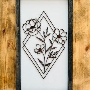 Pieces Wood Spring Flower Wall Decor, Flower in Vase Wood Wall Sign, Boho Wood Wall Decor, Kitchen Living Room Wall Decor Gift House