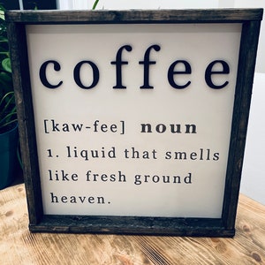 Coffee Sign | Coffee Bar Sign | Coffee Bar | Coffee Bar Decor | Coffee Definition | Kitchen Decor | Kitchen Sign | 3D Design