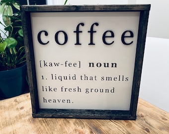 3D Coffee Definition Wood Sign - Coffee Bar Decor