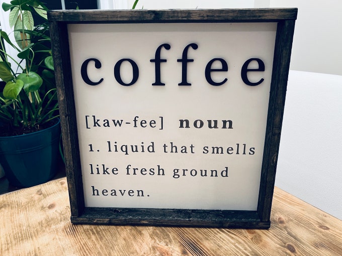 3D Coffee Definition Wood Sign - Coffee Bar Decor