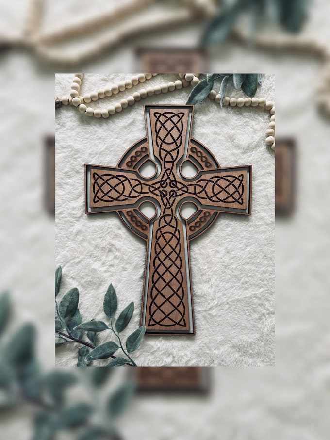 Personalized Wood Celtic Cross: Irish Gift