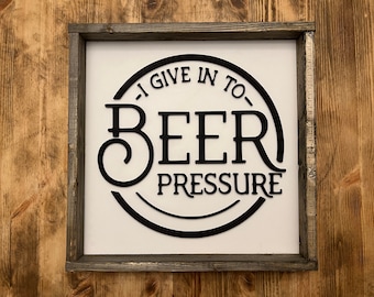 Letrero de madera divertido con cerveza a presión - Decoración de cuevas para hombres