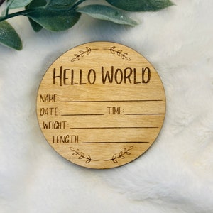 Hello World Wood Birth Announcement Sign | Personalized Baby Name Sign | Newborn Baby Announcement Sign | Baby shower gift | Pregnancy