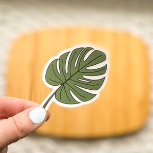 Monstera Leaf Clear Vinyl Sticker image 1