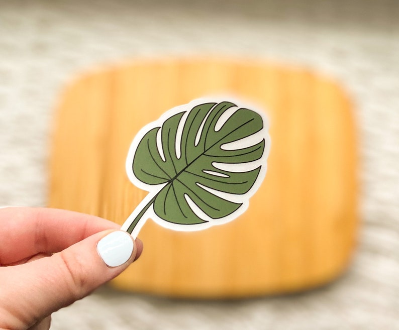 Monstera Leaf Clear Vinyl Sticker image 1