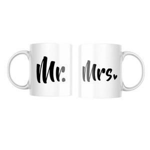 Mr and Mrs. Kaffeebecher-Set, Brautgeschenk, Feiertagsbecher, Brautpartygeschenk, Verlobungsgeschenk, Mr und Mrs Mug-Set, Verlobtes Paar Geschenk, Geschenk Sie