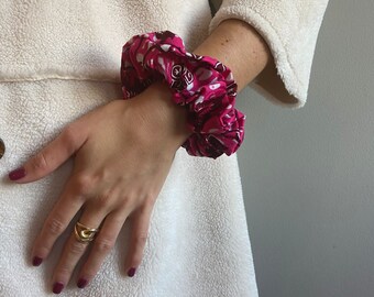 Ethical African Print Hair Scrunchie "Pink Passion" 100% money to charity