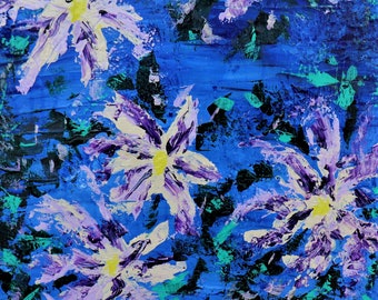 Abstract acrylic floral palette knife