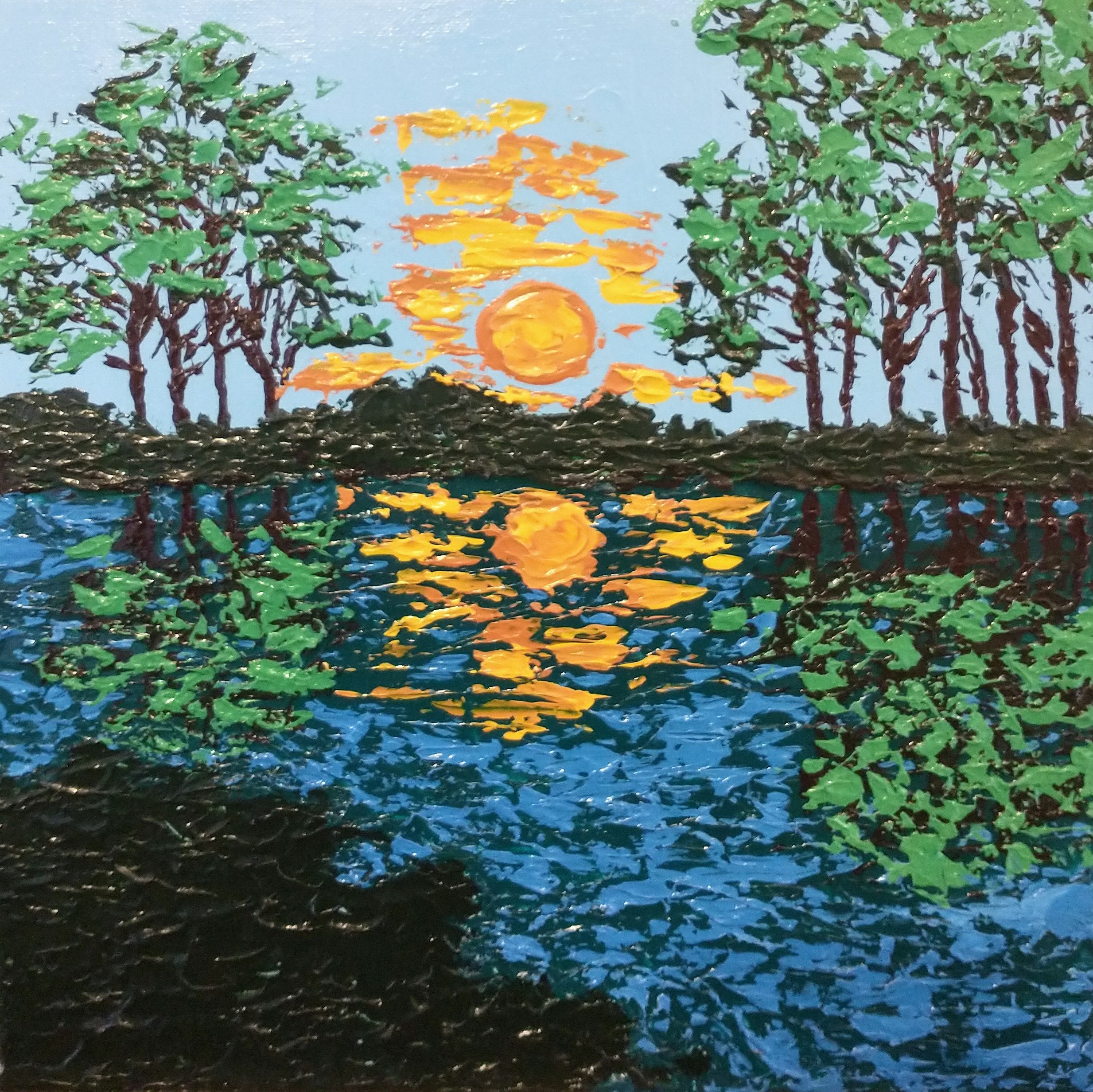 Palette Knife Texture Painting on Stretched Canvas louisiana Bayou Etsy