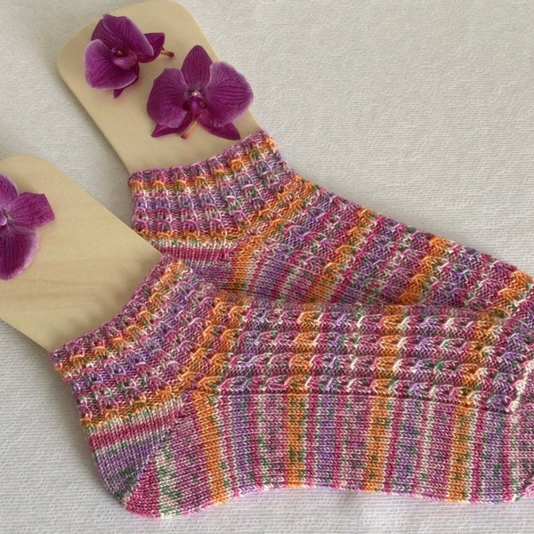 Sneakersocken, Sommersocken, Füßlinge, Gr. 39/40, Handarbeit