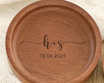Prato de madeira personalizado para alianças/bandeja para alianças de casamento/porta-alianças de casamento personalizado/porta-alianças de noivado/presente para festa de casamento/presentes de aniversário