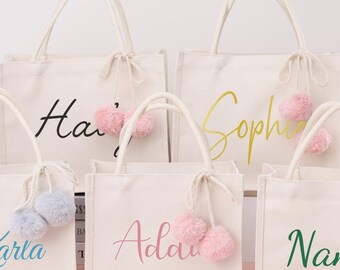 Personalized Tote Bag/ Bridesmaid Gift/ Canvas Tote Bag/ Beach Handbags/ Bachelorette Gifts/ School Bag/ Gift for Her/ Custom Text Tote