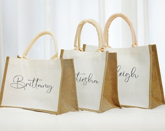 Bridesmaid Beach Bags/ Personalized Bridesmaid Bag/ Bachelorette Bag/ Custom Jute Bag / Bridesmaid Beach Bag/Custom Burlap Tote/Gift for Her