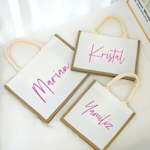 Personalized Handmade Tote Bag/ Mothers Day Gifts/ Mrs Apparel Burlap Bag/ Jute Beach Bag/ Custom Name Bag/ Custom Bridesmaid Proposal Gifts