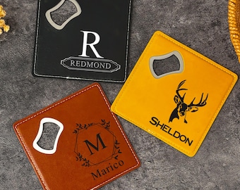 Personalisierter UV Druck Leder Untersetzer Flaschenöffner / Groomsmen Geschenk / Flaschenöffner Hochzeitsbevorzugung / Trauzeuge Geschenk / Geschenk für Papa / Geschenk für Mann