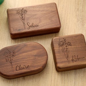 Personalized Engrave Wood Jewellery Box for Women/ Custom Travel Jewelry Box/ Bridal Party Gifts/ Bridesmaid Gift/ Birthday Anniversary Gift