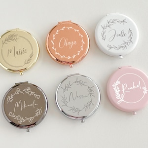 Personalized Compact Mirror/ Bridesmaids Mini Makeup Mirror/ Custom Engraved Wedding Favor/ Custom Gift for Women/ Elegant Compact Mirror