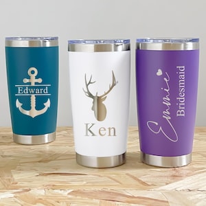 Personalized 20oz Engraved Tumbler/Custom Name Travel Mug/ Tumbler/ Insulated Bridesmaid Tumbler/Stainless Steel Cups/Laser Engraved Tumbler