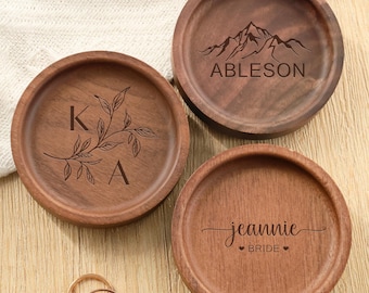 Personalized Initials Ring Dish/ Custom Jewelry Dish/ Engagement Gift/ Wedding Ring Dish/ Anniversary Gift/ Wood Ring Holder/ Mens Ring Dish