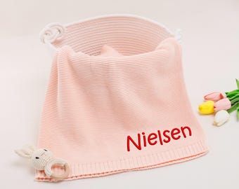 Personalized Knit Cotton Baby Blanket/ Embroidered Blanket/ Personalized Keepsake/ Kids Name Blanket/ Nursery Gifts/ Newborn Gift/ Baptism