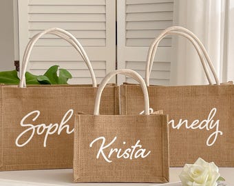 Bridesmaid Burlap Bags/ Custom Beach Tote Bags/ Bridesmaid Gifts Bags/ Bachelorette Party/ Bridesmaid Proposal/Bridal Shower/Beach tote gift