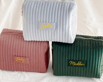 Personalized Makeup Bag/Custom Bridesmaid Gift/Velvet Cosmetic Bag Gift for Her/Mother's Day Gift/Travel Toiletry Bag/ Wedding Gift/Birthday