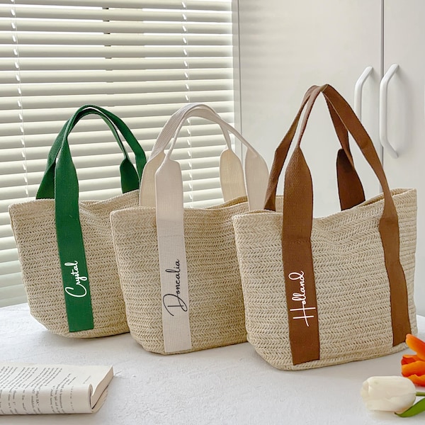 Custom Beach Straw Bags/ Bridesmaid Bag/Bridal shower bag/Wedding Gift/Beach Bag Bachelorette/ Bridesmaid Proposal/ Tote Bag/ Birthday Gifts