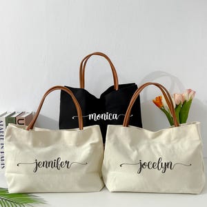 Sac fourre-tout personnalisé de demoiselle d&#39;honneur/sac cadeau de demoiselle d&#39;honneur avec nom/sac de plage de demoiselle d&#39;honneur/sac de la mariée/cadeau cabas de plage/sac de mariage/cadeau de fête nuptiale