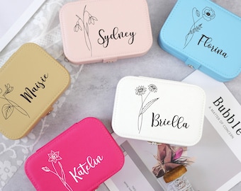 Dainty Name Jewelry Box/ Custom Initial Jewelry Organizer/ Travel Jewelry Case/ Mothers Day Gifts/ Holiday Gift/  Personalized Gifts for Her