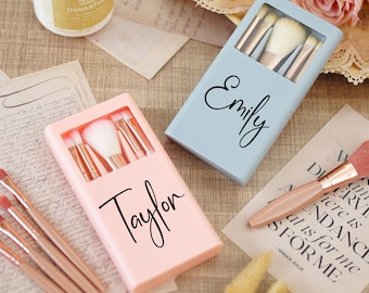 Personalized Makeup Brush Set/ Bridesmaid Makeup Brush/ Wedding Favors/Travel Makeup pouch brush/Party Gift for Her/Cosmetic Brush Organizer