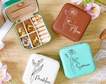 Reise Schmuckschatullen / Geburtstagsgeschenke für Frauen / Hochzeit Brautjungfern Geschenke / UV-Druck Schmuckschatullen / personalisierte Geschenke für Frauen