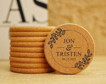 "500 Stück personalisierte Korkuntersetzer / Einweihungsgeschenke / Hochzeitsgeschenke / Hochzeit Untersetzer / Monogramm Untersetzer Set / Gravierte rustikale Untersetzer."