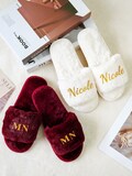 Personalized Gift Fluffy Slippers/ Bridesmaid Slippers/ Fluffy Bride Bridesmaid Slippers /Bridesmaid Gifts Proposal/ Bachelorette Party product logo