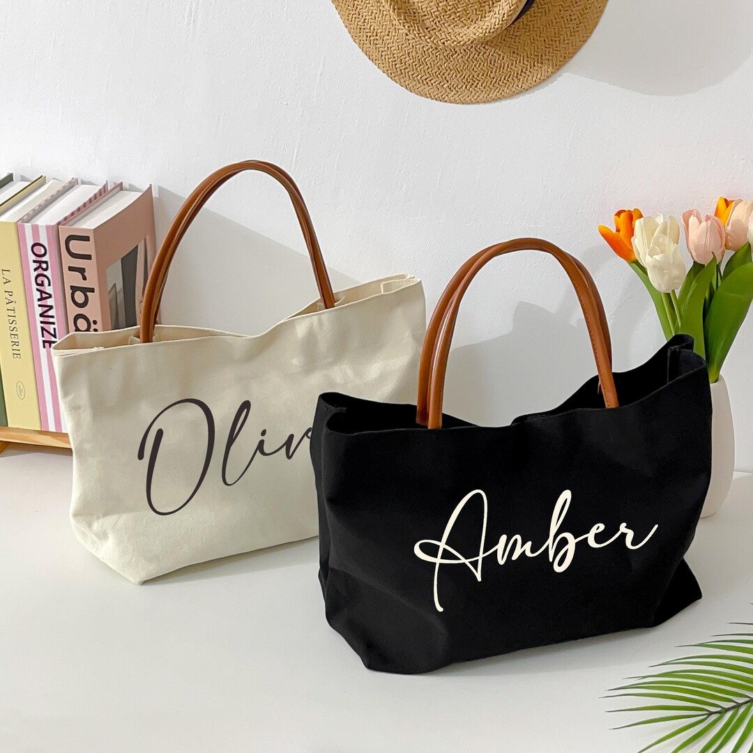 Bridesamaid Gift Bag With Name/ Beach Tote Bag/ Personalized Bridesmaid ...